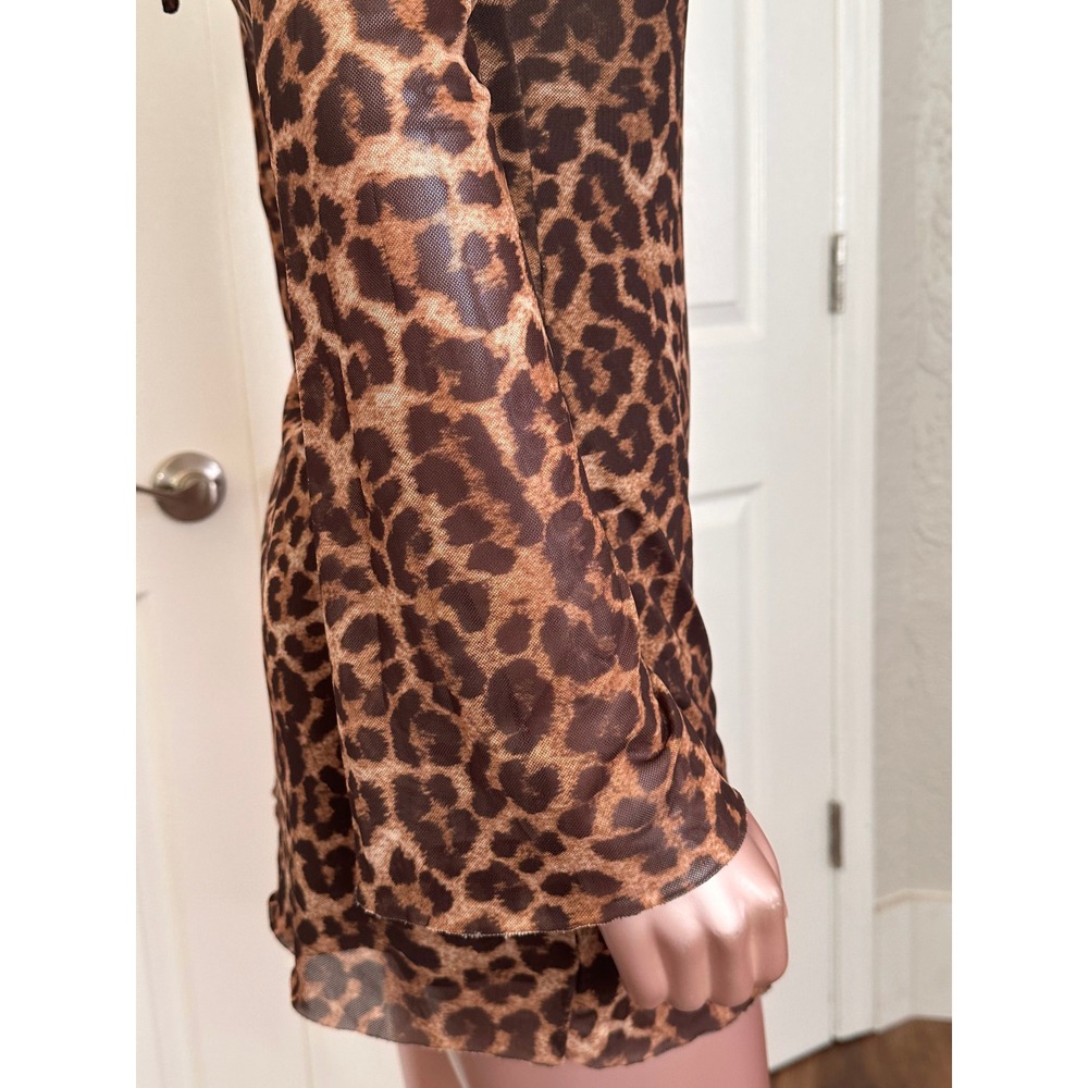 Leopard Print Mesh Mini Dress – Open Back | Size S | B-1847 - Picture 6 of 16